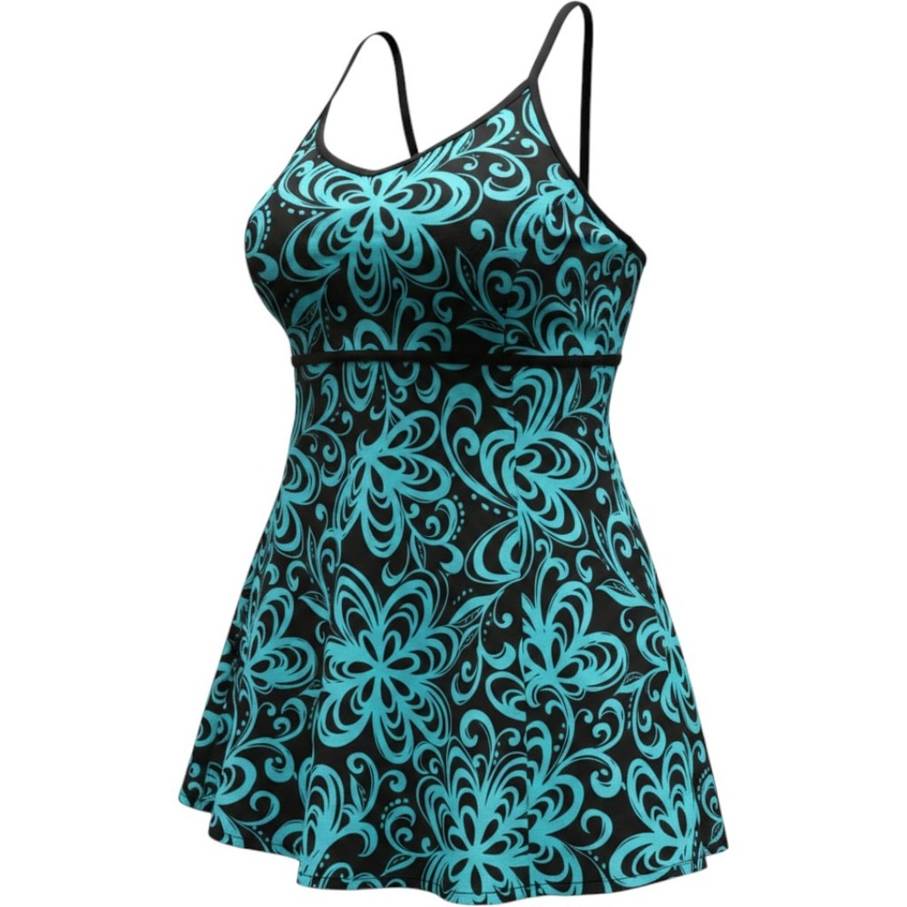 Croft & Barrow Swim suit dress Womens size 22W Teal Black Empire Waist Swimwear
